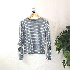 Topshop Striped Buckle Sleeve Shirt